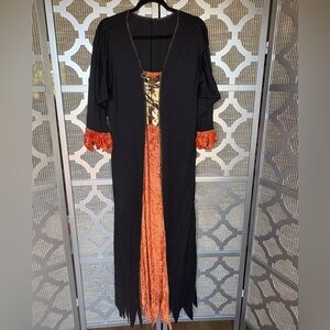 Women’s Witch HALLOWEEN COSTUME Dress black, orange, and gold